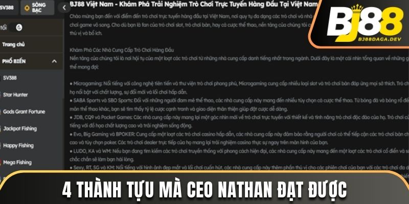 4 thành tựu mà CEO Nathan đạt được