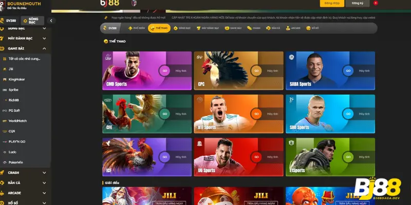 Sự hấp dẫn trong sảnh cược cá độ thể thao BJ88